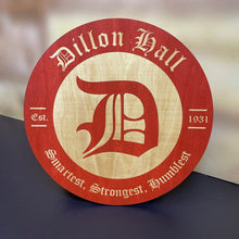 Load image into Gallery viewer, This seal is crafted from wood and is 15.5" in diameter. It features Dillon's signature red color and natural birch.