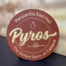 Load image into Gallery viewer, This seal is crafted from red-hot, stained wood, is 15.5" in diameter, and is a must-have for all Pyros.