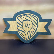 Load image into Gallery viewer, This Walsh Hall Wall Sign is crafted of stained, laser-engraved birch, measures 15.5" x 23".
