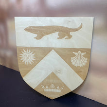 Load image into Gallery viewer, This Sorin College Wall Sign is crafted of stained, laser-engraved birch, measures 15.5" tall.