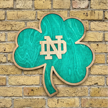 Load image into Gallery viewer, Premium Notre Dame Monogram on Green Shamrock Wall Art