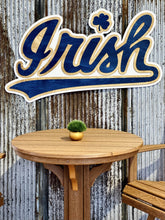 Load image into Gallery viewer, Our Premium Notre Dame Blue IRISH Wall Art will make an awesome addition to any home. It is assembled by hand with three separate colors of stained wood: whitewash, golden oak, and Notre Dame blue.