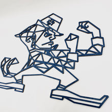 Load image into Gallery viewer, This Blue Geometric Notre Dame Leprechaun Wall Art is laser cut from stained 1/4" birch.