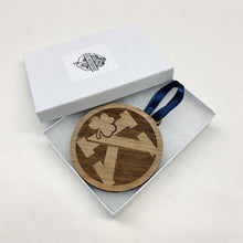 Load image into Gallery viewer, This Keenan Hall Christmas Ornament is laser-engraved and is 3.25" in diameter.