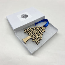 Load image into Gallery viewer, This ornament is made from lasered birch and measures 4" x 3 1/4".