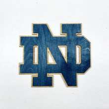 Load image into Gallery viewer, This Premium Notre Dame Monogram is currently available in three sizes: Small (10" x 11"), Medium (16" x 18") and Large (30" x 33").