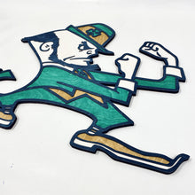 Load image into Gallery viewer, This Premium Notre Dame Leprechaun Wall art measures 30" x 24.5" x 1/2".