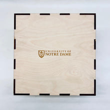 Load image into Gallery viewer, This Notre Dame keepsake box measures 12" x 12" x 6" and can be engraved with your graduate's name and class year!
