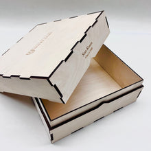 Load image into Gallery viewer, This Notre Dame keepsake box measures 12" x 12" x 6" and can be engraved with your graduate's name and class year!