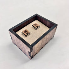 Load image into Gallery viewer, The pair of cufflinks are engraved with a Notre Dame monogram on one and the ND Leprechaun on the other, along with your Notre Dame graduate's initials. The cufflinks themselves are solid sterling silver and are of the highest quality. Cufflinks measure 5/8" square.