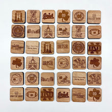 Load image into Gallery viewer, Each 1.75" square piece in this quality wooden game is laser cut from natural cherry, laser-engraved, and finished by hand.