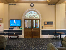Load image into Gallery viewer, This Premium Notre Dame Wooden Flag measures 48" x 29" x .75".