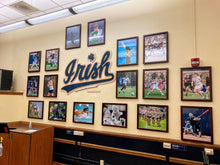 Load image into Gallery viewer, Our Premium Notre Dame Blue IRISH Wall Art will make an awesome addition to any home. It is assembled by hand with three separate colors of stained wood: whitewash, golden oak, and Notre Dame blue.