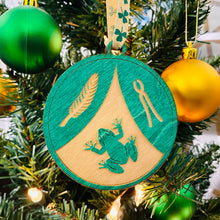 Load image into Gallery viewer, This Badin Hall Christmas Ornament is made from green stained birch, laser-engraved, and is 3.25" in diameter.