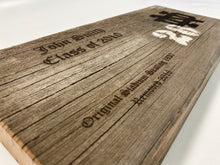 Load image into Gallery viewer, Notre Dame Stadium Bench Plaques are engraved with your chosen name, class year (or year became a fan) and the Notre Dame monogram. The 16" x 7 1/2" plaque is also engraved with the following text: "Original Stadium Seating 1930 Removed 2016".