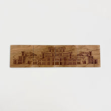 Load image into Gallery viewer, This Notre Dame Stadium Laser Coaster Set is crafted from birch, laser-engraved, and each coaster measures 3.5" x 3.5".
