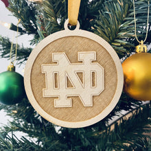 Load image into Gallery viewer, Each ornament is made from birch, laser-engraved, and is 3.25" in diameter.