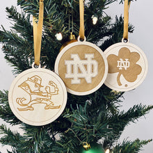 Load image into Gallery viewer, Each ornament is made from birch, laser-engraved, and is 3.25" in diameter.