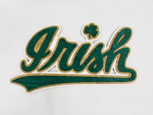 Load image into Gallery viewer, Premium Notre Dame Green IRISH Wall Art is offered in two sizes.