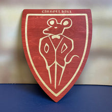 Load image into Gallery viewer, This Carroll Hall Wall Sign is crafted of red-stained, laser-engraved birch, and measures 16.5&quot; x 12.75&quot;.
