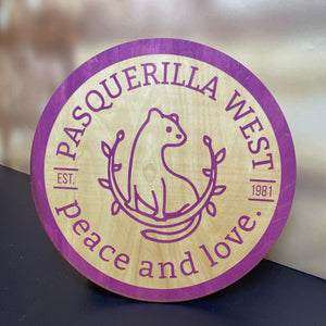 This Pasquerilla West Hall Seal is crafted of stained, laser-engraved birch, measures 15.5" x 15.5". 