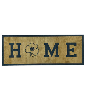 Our 24" x 9" x 1/2" Premium Notre Dame HOME Horizontal Sign comes in two color ways: Gold on Blue