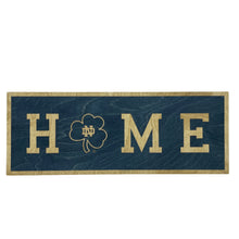 Load image into Gallery viewer, Our 24&quot; x 9&quot; x 1/2&quot; Premium Notre Dame HOME Horizontal Sign comes in two color ways: Blue on Gold

