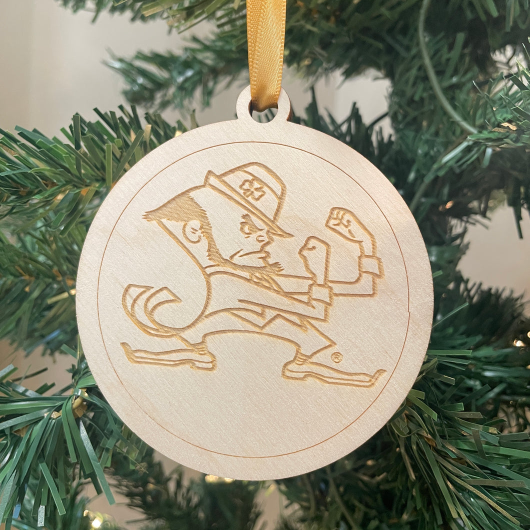 Notre Dame Leprechaun Christmas Ornament