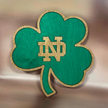 Load image into Gallery viewer, Premium Notre Dame Monogram on Green Shamrock Wall Art
