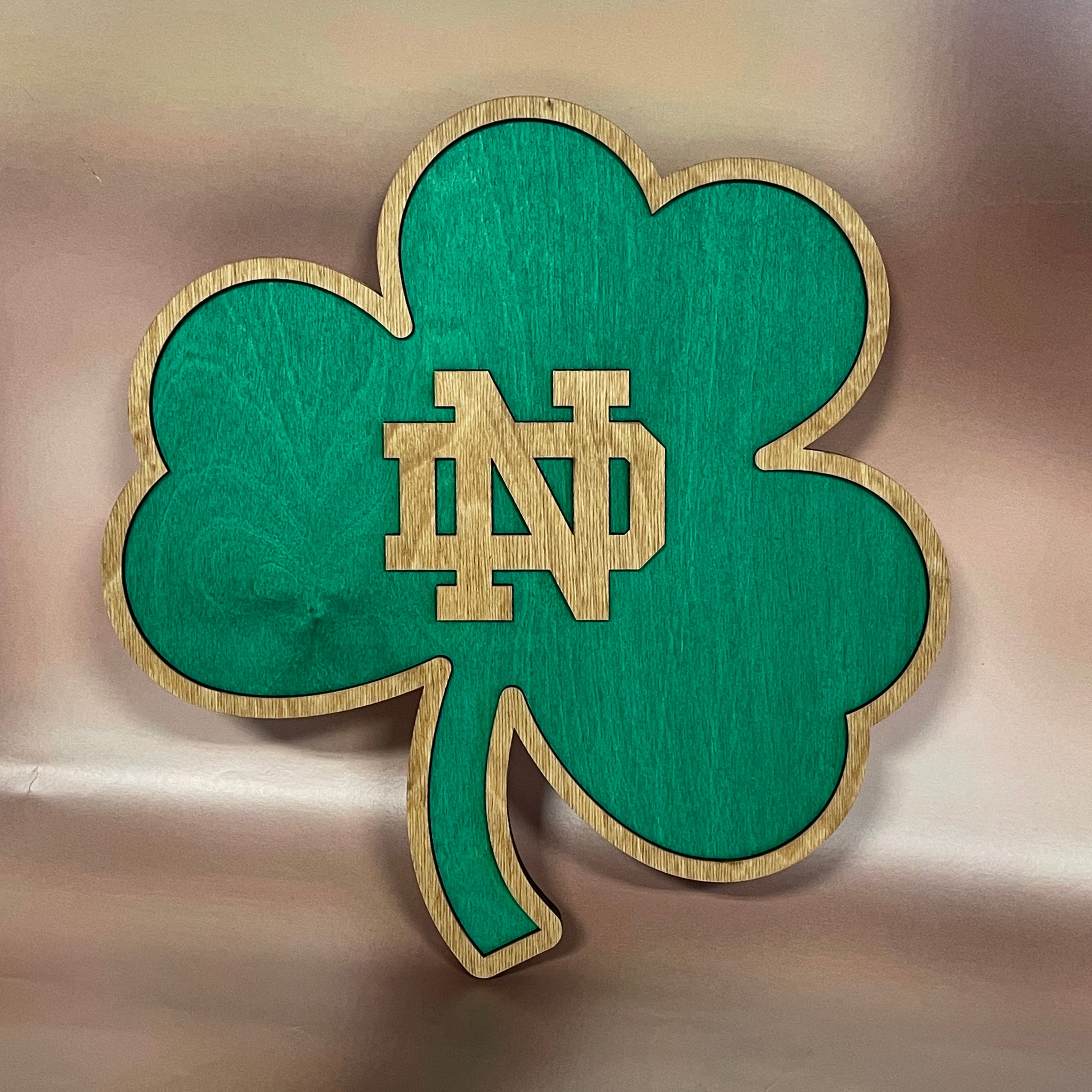 Premium Notre Dame Monogram on Green Shamrock Wall Art – Irish