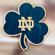 Load image into Gallery viewer, Premium Notre Dame Monogram on Blue Shamrock Wall Art
