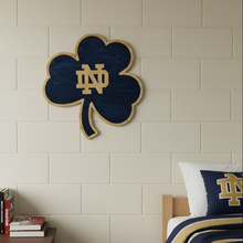 Load image into Gallery viewer, Premium Notre Dame Monogram on Blue Shamrock Wall Art
