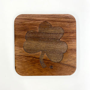 This Notre Dame Coaster Set is crafted from walnut hard wood, and portrays the most iconic of ND logos: The Monogram, The Shamrock, the Leprechaun, and the block IRISH. Each coaster measures 3.5" x 3.5". 