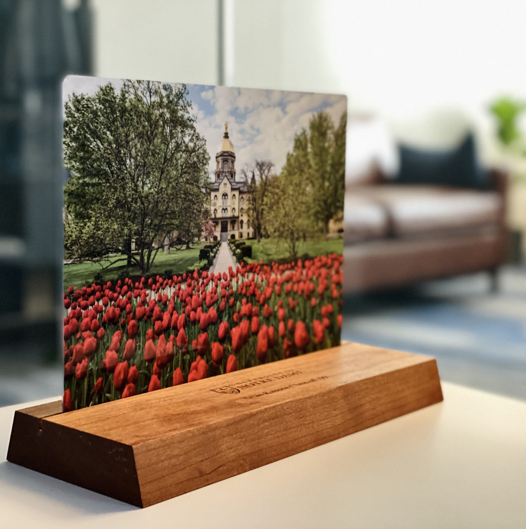 Campus Photo on Aluminum with Personalized Solid Cherry Base