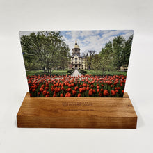 Load image into Gallery viewer, Campus Photo on Aluminum with Personalized Solid Cherry Base

