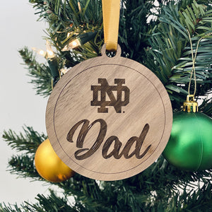 Notre Dame Mom & Dad Christmas Ornament Set