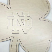Load image into Gallery viewer, Golden Wood Notre Dame Shamrock Wall Art
