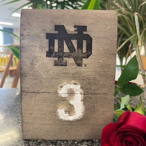 **RENTAL ONLY** Notre Dame Stadium Bench Wood Table Numbers