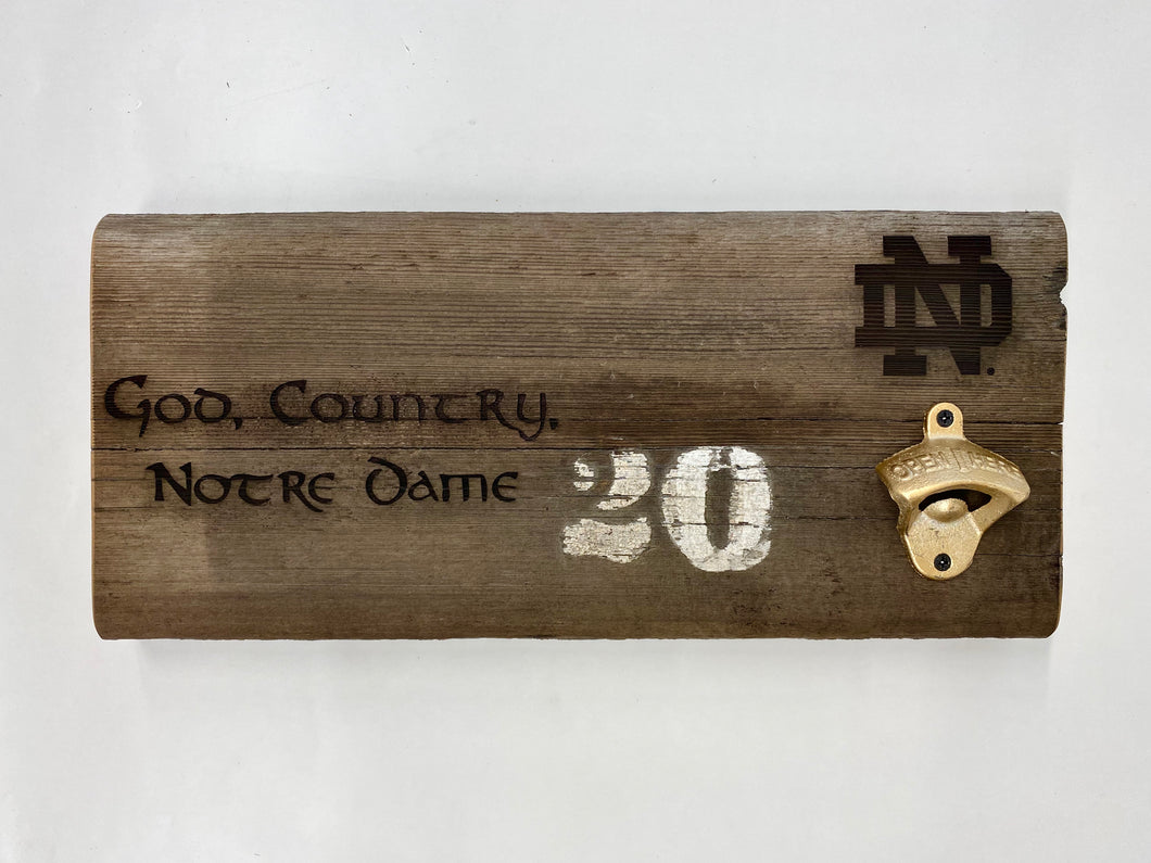 Notre Dame Stadium Bench Wood Bottle Opener