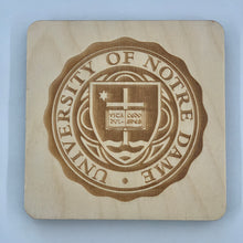 Load image into Gallery viewer, This ND Computer Science Engineering Coaster Set is crafted from birch, laser-engraved, and each coaster measures 3.5&quot; x 3.5&quot;.
